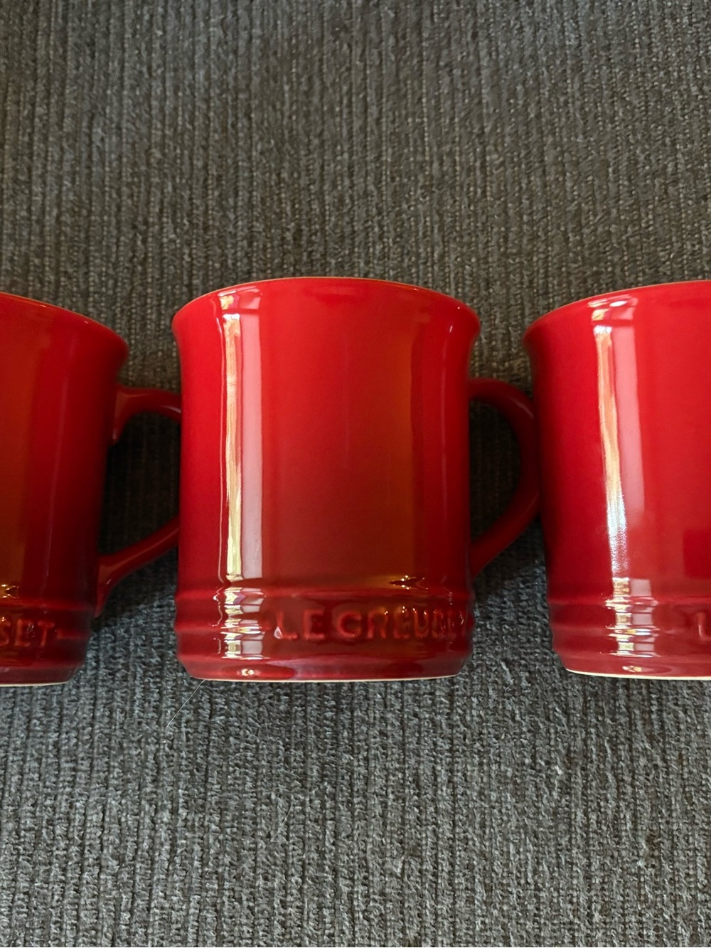 3 Red “ Le Creuset “ Coffee Cups